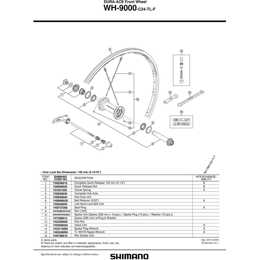 Rayon De Roue Vélo Shimano WH-9000-C24-TU-R Droite, 304 Mm - Pièce Détachée Pour Roue