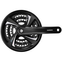 POGON SHIMANO TOURNEY FC-TX801, 48X38X28T, KURBLA 175MM,  7/8 BRZINA, CHAINCASE COMPATIBLE, INCL. FIXING BOLT, FOR CHAIN LINE 50MM, W/CG, SILVER, IND.PACK